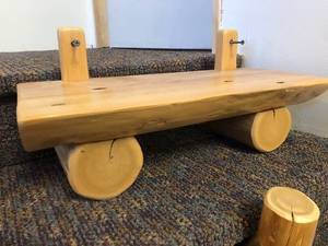 lot 313 image: Rustic Natural Log Coat Rack & Wall Shelf