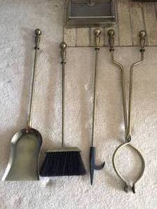 lot 10 image: Brass Fireplace Tool Set