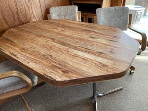lot 257 image: Kitchen Table with Three Rolling Chairs