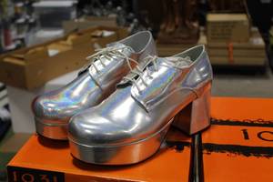 ellie 1031 Mens 3 Heel Disco Platform Shoes 312-Pimp Large Silver Hologram (in box)
