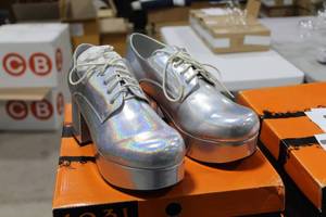 ellie 1031 Mens 3 Heel Disco Platform Shoes 312-Pimp Small Silver Hologram (in box)