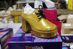 Funtasma Mens Disco Platform Shoes Jazz-02 Small Pearlized Gold Glitter (in box)