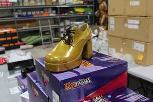 Funtasma Mens Disco Platform Shoes Jazz-02 Large Pearlized Gold Glitter (in box)