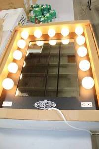 Vanity Girl Broadway Lighted Vanity Mirror 13-Frosted Globe Bulb with 2-Gang Electric Outlet and ONOFF Dimmer