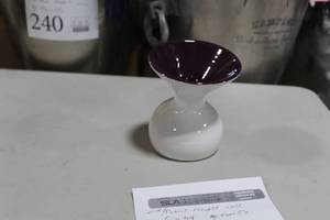 Lot of (49) Flower Vase Table Dcor WhitePurple 4Dx5H (in box)