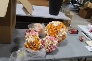 Lot of (Approximately 27) Handmade Paper Flower Ball Dcor