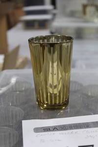 Lot of (36) Glass Candleholder Table Dcor Gold 2-58Dx4-14H