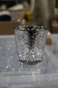 Lot of (16) Glass Candleholder Table Dcor Silver 3Dx3H