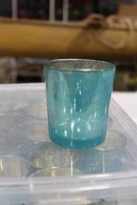 Lot of (36) Glass Candleholder Table Dcor Teal 2-12Dx2-34H