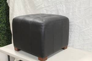 Lot of (2) Leather Ottoman Black 20x20x17
