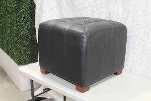 Lot of (2) Leather Ottoman Black 20x20x17