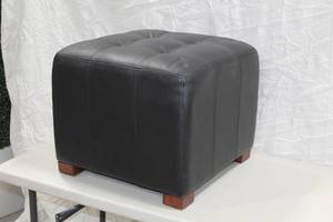 Lot of (2) Leather Ottoman Black 20x20x17