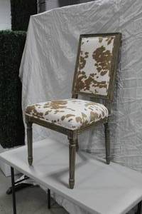 Wood Dining Chair Padded Cow Pattern 25Wx19Dx40H