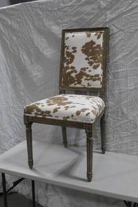 Wood Dining Chair Padded Cow Pattern 25Wx19Dx40H