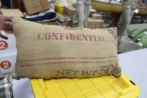 Lot of (4) Pillow with Burlap Print Pillow Case 26x14