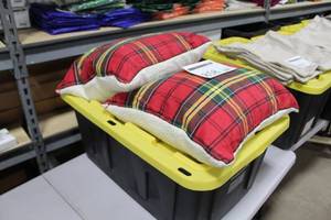 Lot of (2) Pillow with Plaid Pillow Cover 18x18