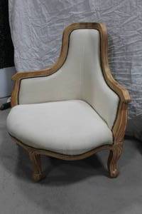 Wood Formal Dining Corner Arm Chair Padded White 31Wx131Dx38H