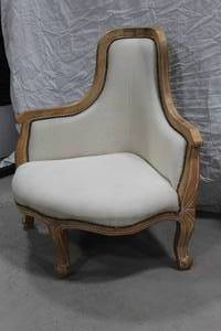 Wood Formal Dining Corner Arm Chair Padded White 31Wx31Dx38H