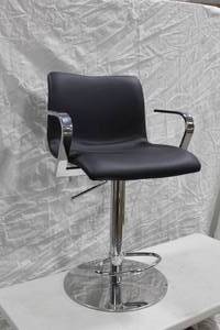 Metal Pedestal Bar Arm Chair Padded Black with Foot Rest 22-12x20x36