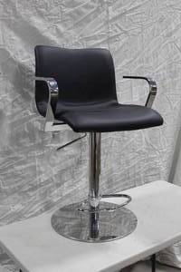Metal Pedestal Bar Arm Chair Padded Black with Foot Rest 22-12x20x36