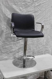 Metal Pedestal Bar Arm Chair Padded Black with Foot Rest 22-12x20x36