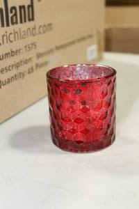 Lot of (48) Richland Mercury Honeycomb Glass Candleholder Red 1-12Dx3H