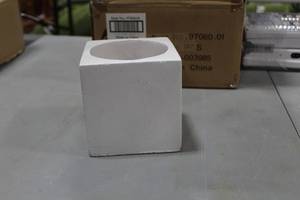 Lot of (12) Accent Dcor Square Ceramic Vase White 4-58x4-58x4-34