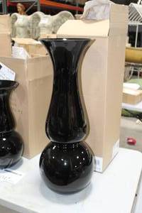 Lot of (2) Table Vase Glossy Black 12Dx30H