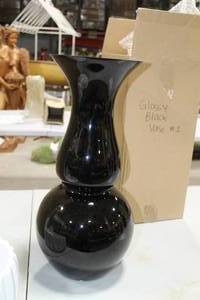 Lot of (2) Table Vase Glossy Black 9Dx20H