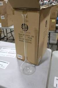 Lot of (6) Accent Dcor Glass Stretched Bottle Neck Table Vase Clear 4-12Dx22H 31321.00