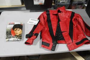 Michael Jackson Red Leather Jacket and Wig Set