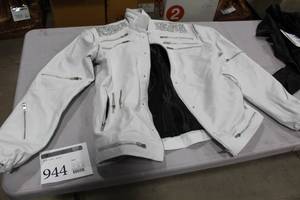 Real Leather White Leather Jacket Large