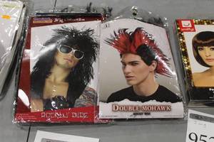 Lot of (2) Mens Adult Party Wigs (in package) - Double Mohawk, Rockin Dude