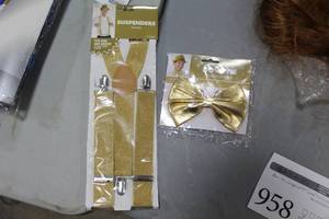 Amscan Costume Accessories (in package) - Bow Tie, Suspenders Gold