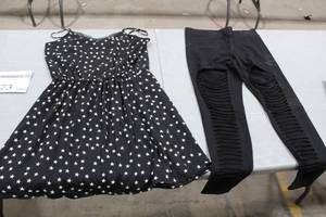 Express Womens Dress Black with White Stars and Leggings