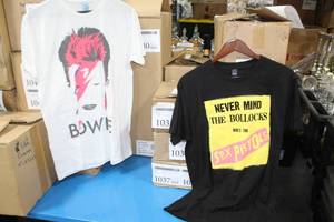 Lot of (2) Rock Concert T-Shirts - David Bowie White, Sex Pistols Black