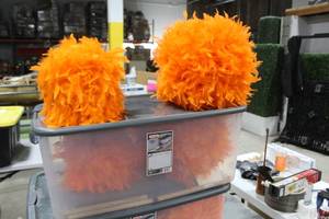 Lot of (4) Feather Balls Orange
