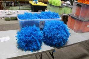 Lot of (6) Feather Balls Blue