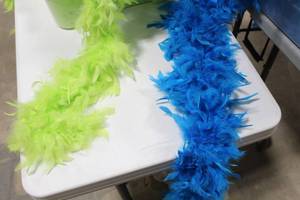 Lot of (70) Feather Boa Blue,Lime Green