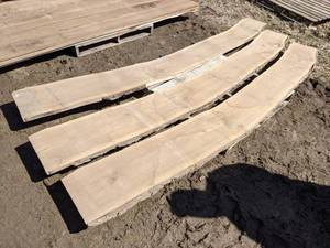 lot 56 image: (3) Slabs of Curved Live Edge Walnut - Approximately 120 x 14 (1 Thick)
