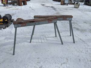 lot 91 image: (2) Iowa Manufacturing Locking Leg Sawhorses - 500 LB Capacity Each
