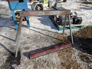 lot 144 image: (2) Iowa Manufacturing Locking Leg Sawhorses - 500 LB Capacity Each