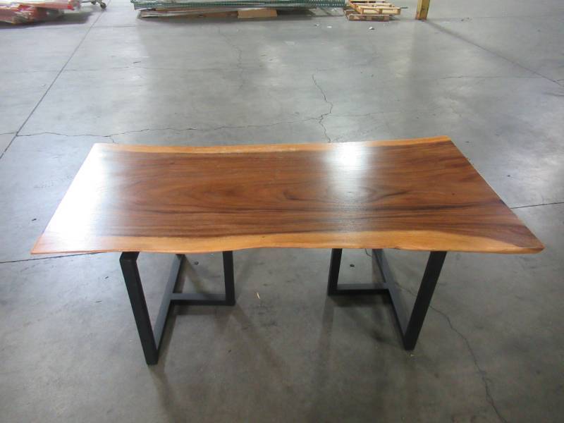 lot 6 image: Solid Wood Live Edge Walnut Dining Table (78362362) With Metal T Bases (MTBD) Approximate Dimensions 78 x 36 x 2 14 - LOW RESERVE OF $500.00