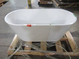 lot 214 image: Akdy 59 in. Fiberglass Double Ended Flatbottom Non-Whirlpool Bathtub in Glossy White BT0120