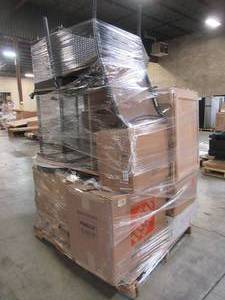lot 415 image: WHOLESALE MIXED PALLET OF MISCELLANEOUS INDOOR FURNITURE, KITCHEN CABINET AND MORE