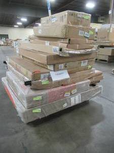 lot 303 image: WHOLESALE MIXED PALLET OF MISCELLANEOUS HOME DECOR ITEMS AND MOVING BOXES
