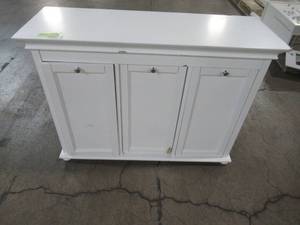 lot 306 image: Home Decorators Collection Hampton Harbor 37 in. Triple Tilt-Out Hamper in White 2601330410