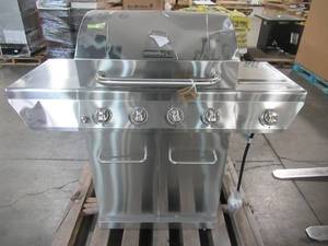 lot 309 image: Nexgrill 4-Burner Propane Gas Grill in Stainless Steel with Side Burner 720-0830H