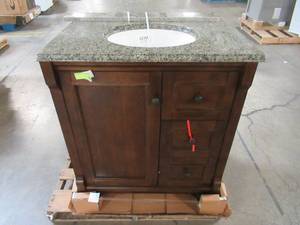 lot 311 image: Home Decorators Collection Creedmoor 30 in. W Bath Vanity Cabinet in Walnut with Top CDNV3021R