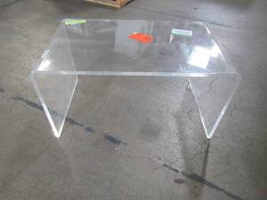 lot 312 image: Lavish Home Acrylic Side Table-Modern C-Style Vertical End Table or Lap desk HW0200012